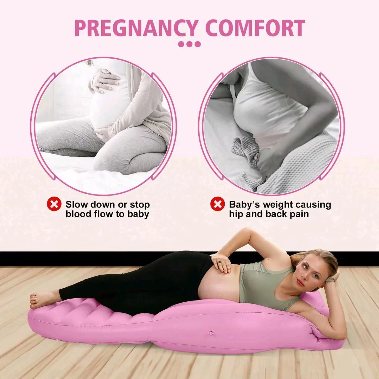 Inflatable Mattress Pregnancy Pillow O-type Yoga Mat Maternity Body Bed Pillow Sleeping Mat Body Bed Pillow Sleep With Air Pump - Image 3